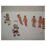 JOINTED WOOD DOLLS 3 1/4" H 3 WITH BROKEN FEET, 2