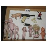 BISQUE DOLLS, TOY GUN, GERMAN PIG, ALL MINIATURES
