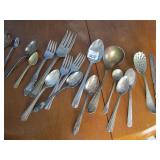 VINTAGE SILVER PLATE FLATWARE, INCL SERVING