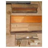 TOOL CADDY & 2 WOODEN TOOLBOXES, 9.5" H X 33" W X
