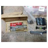 LEVELS; RULERS; X-ACTO KNIVES; HOT GLUE GUN; ETC.