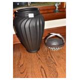 SWIRL GLASS VASE 16" H, STAG HORN MOTIF BASKET