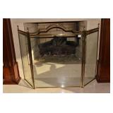BRASS W/ GLASS FIRE SCREEN 36" H X 52" WIDE
