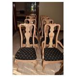 8 CHAIRS BLUE WITH GOLD DESIGN FABRIC TWO