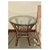 BAMBOO GLASS TOP ROUND TABLE 29.5" H X 30" ROUND