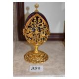 FABERGE EGG ON PEDESTAL 6" H
