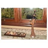 20" H CARVED STATUE WOMAN W/ BASKET