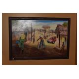 25" H X 64" W OIL ON CANVAS - CH ROMY- HAITI -