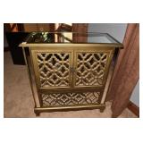 MIRRORED FRONT AND SIDE 2 DOOR 1 DRAWER CABINET