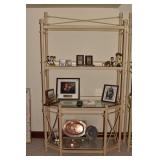 CAST IRON 4 SHELF UNIT W/ THICK GLASS 83" H X 45"