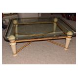 METAL BASE BEVELED GLASS TOP COFFEE TABLE 16" X