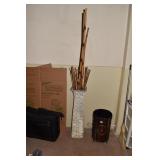 WHITE TIN PLANTER W/ BAMBOO 35" H