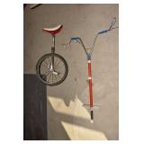 POGO STICK AND STELBER UNICYCLE