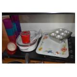 BAKE PAN, NEW CASSEROLE, MUGS