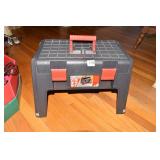 STEPSTOOL W/ TOOLS, LEVEL, TAPE MEASURES,