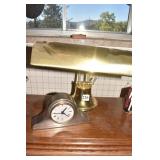 DESK LAMP BRASS FINISH, BATTERY CLOCK