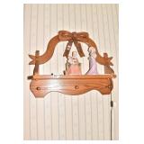 OAK SHELF W/ 3 HOOKS BOW TOP 14" X 18" N NIGHT