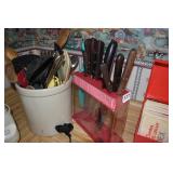 KNIVES AND KNIFE HOLDER, FLINT, ETC.