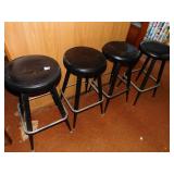 4 RETRO BAR STOOLS, METAL AND BLACK