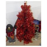 RED TREE, LEANING CAR DOLL