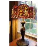 STAINED GLASS LAMP DOME TOP 12 PANEL LAMP 30" H X
