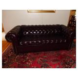 LEATHER SOFA TUFTED 28" H X 85" L X 40" D TACKS