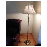 BRASS FLOOR LAMP WITH 2 LIGHTS 63" H W/ SHADE