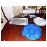 WENDELL AUGUST PEWTER DISH, DELFT DISH