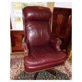 LEATHER EXECUTIVE CHAIR RUBBING AND SMALL TEAR ON