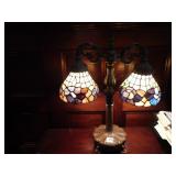 STAINED GLASS DOUBLE SIDE DESK LAMP 21HX17W