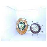 US ARMY CLOCK, SHIP WHEEL BAROMETER