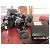OLYMPUS CAMERA OM2 WITH FLASH 50 MM LENS,CASE