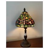 STAINED GLASS DRAGONFLY LAMP 16H