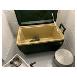 IGLOO COOLER GREEN, CAMPING POTS, SILVERWARE, ETC