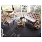 BAMBOO- LOVESEAT, MAGAZINE HOLDER, GLASS COFFEE