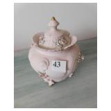 LEFTON COVERED DISH, APPLIED FLOWERS