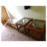 TABLE SET CANED BASE- BEVELED GLASS TOP 21" X 27"