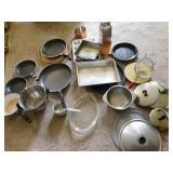 ASSORTED CAKE PAN, GRATER, STRAINER, FRY PAN,
