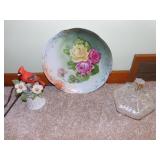 NORITAKE PLATE, CANDY DISH, CARDINAL, HAND