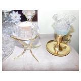 OIL LAMP ETCHED, 2 ITALY PLANTERS, PEDESTAL