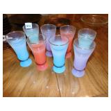 8 FROSTED W/ GOLD RIM VINTAGE GLASSES 6" H