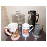 BEVERAGE DISP., GLASS JAR, STEINS