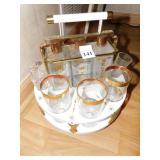 MID-CENTURY GLASS SET/DECANTER SET