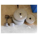 HAND WEIGHTS AND BAR