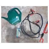 JUMP CABLES, WATER CAN, BAR W/ KEY