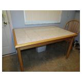 KITCHEN TABLE, LIGHT WOOD WITH TILE TOP, 30" H X