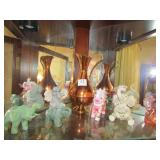 GROUP OF ELEPHANT FIGURINES, ONE FENTON, LENOX