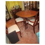 DINING ROOM TABLE AND SIX CHAIRS CREAM UPHOLSTERY