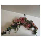 PAIR OF GOLD FRAME MIRRORS, FLORAL SWAG, METAL