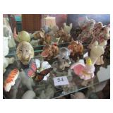 GROUP OF ELEPHANT FIGURINES, ELEPHANT EGG, ETC.